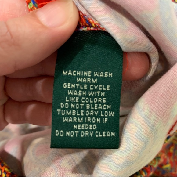 Lauren Ralph Lauren Vibrant Red Paisley Ankle Pants Preppy Business Size 10 - Picture 8 of 11